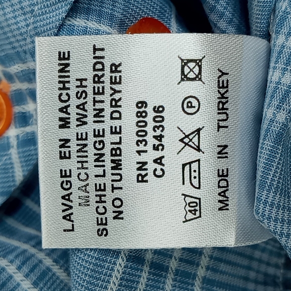 Jared Lang Men's Size S/P Button Front Slim Fit Shirt Blue/White Roll Tab Sleeve - Picture 11 of 11